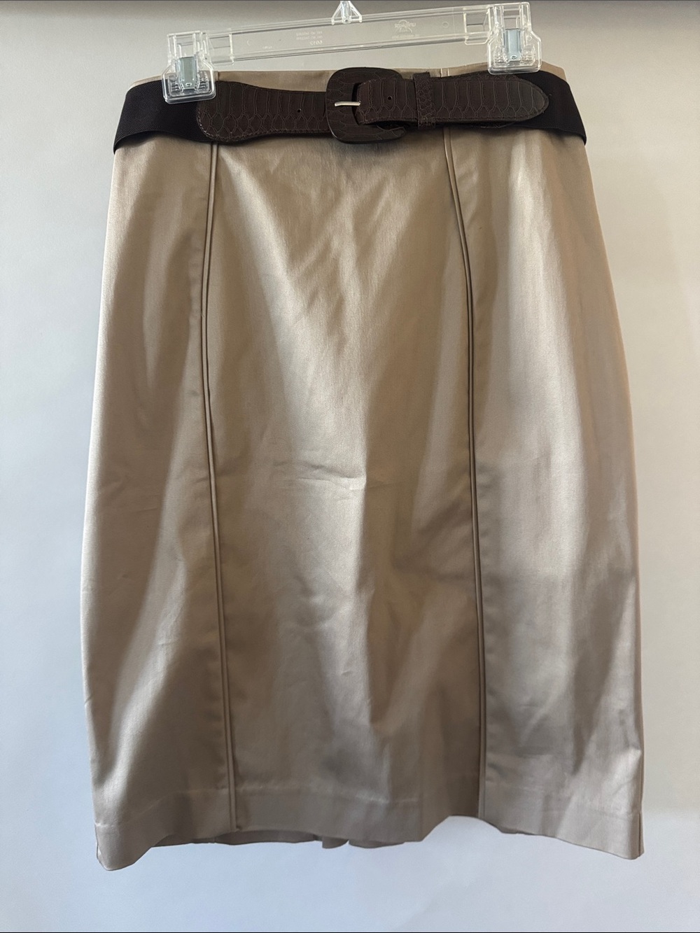 Worthington Taupe Pencil Skirt with Chunky Belt Y2K